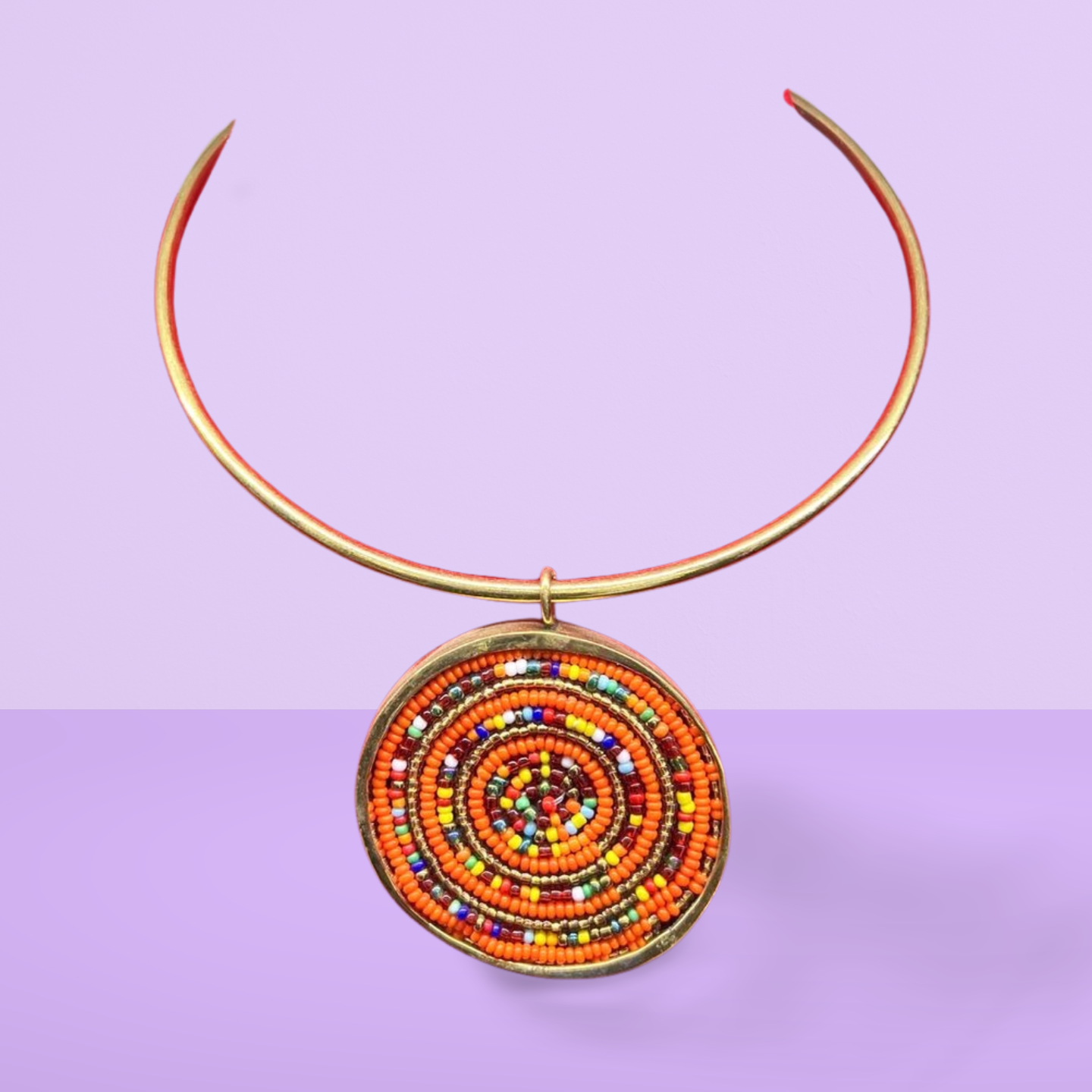 African Beaded-Brass Necklace Collection A
