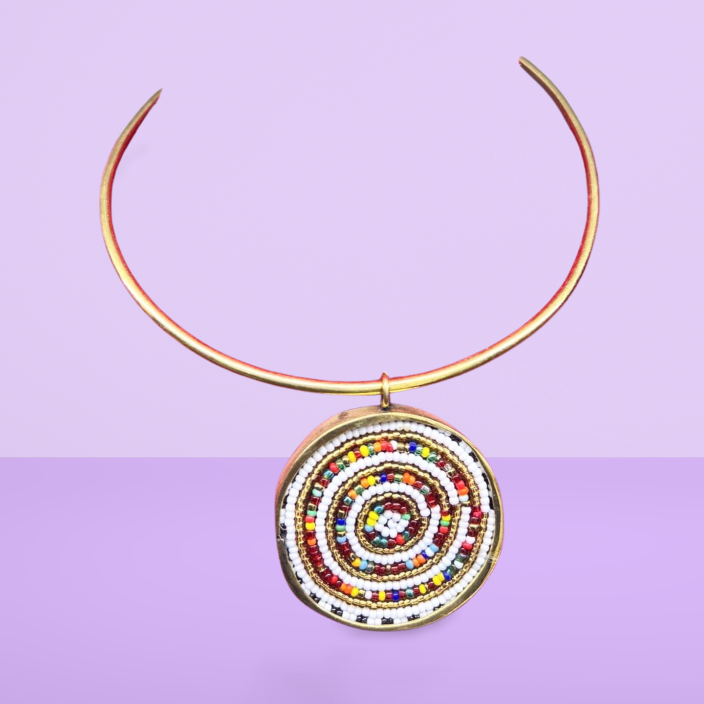 African Beaded-Brass Necklace Collection A