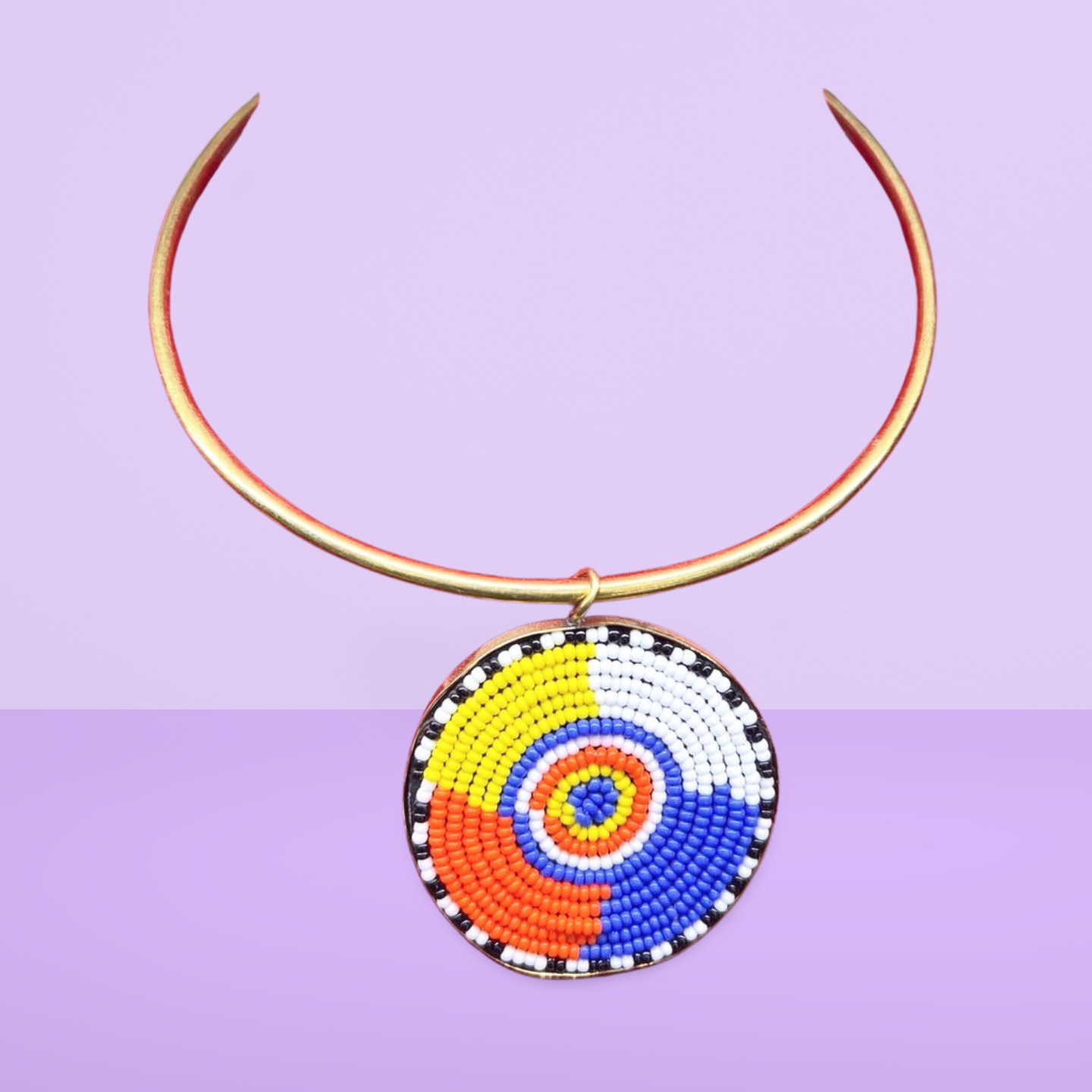 African Beaded-Brass Necklace Collection A