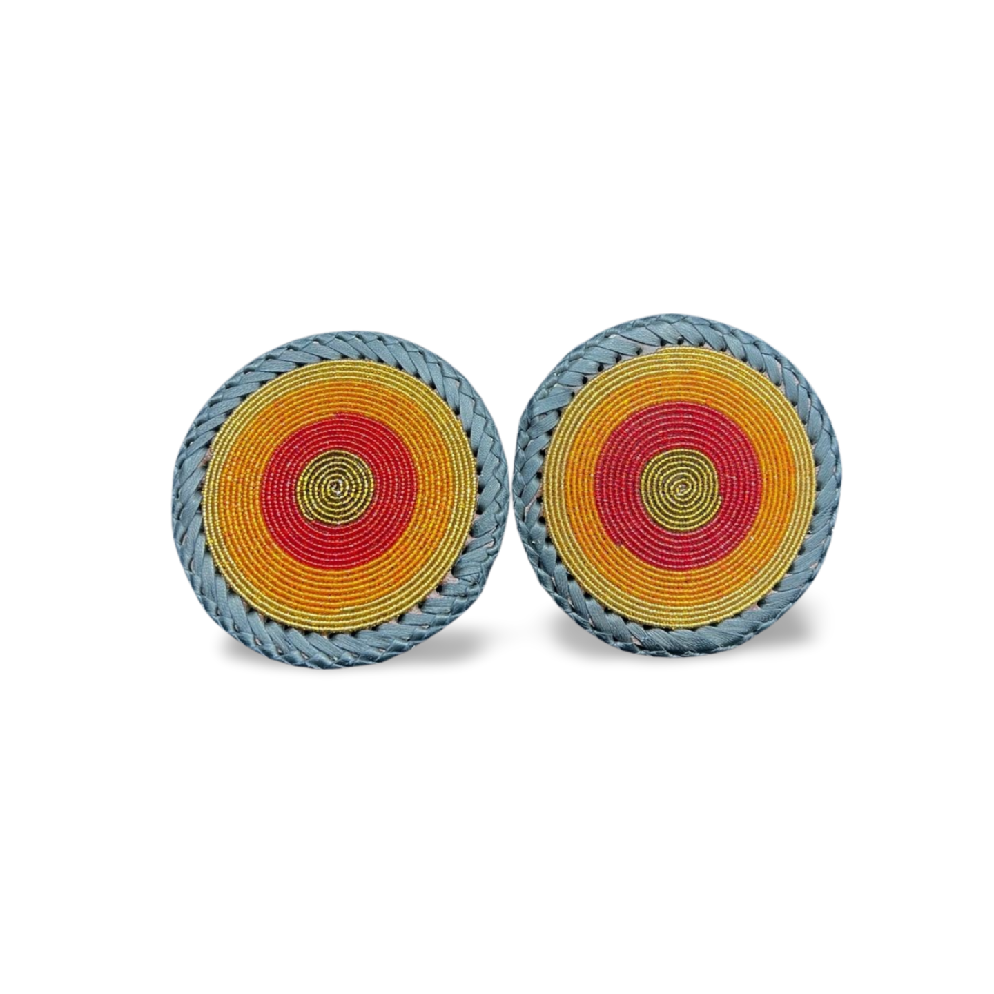 African Handmade Beaded Leather Coasters Pair (Small)
