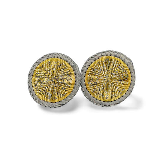 African Handmade Beaded Leather Coasters Pair  (Small)