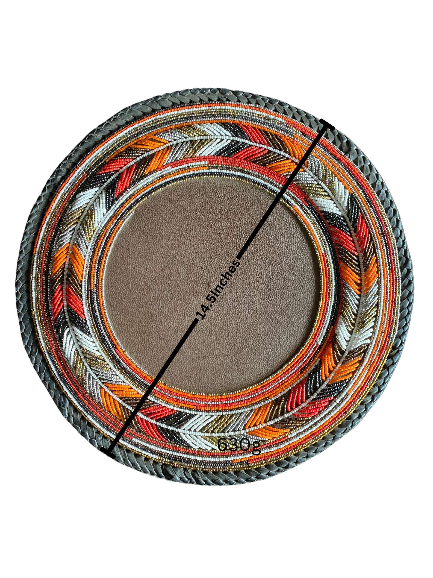 African beaded Leather Table Mat