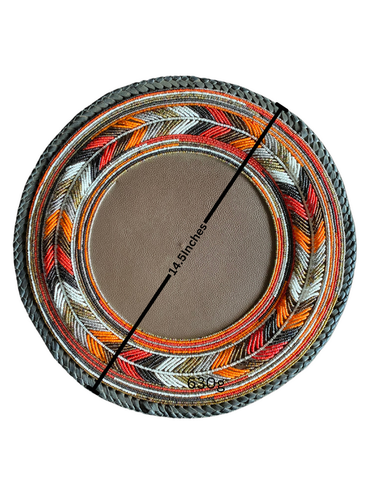 African beaded Leather Table Mat