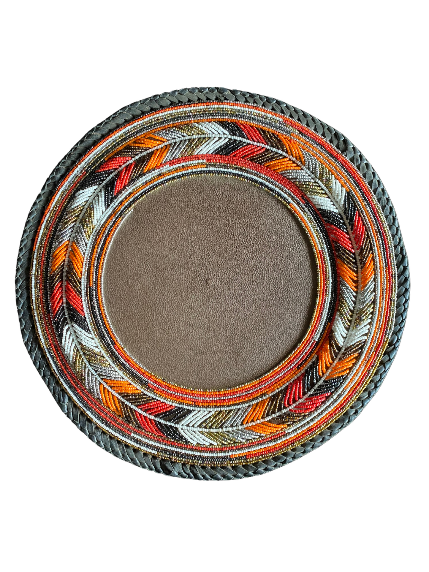 African beaded Leather Table Mat