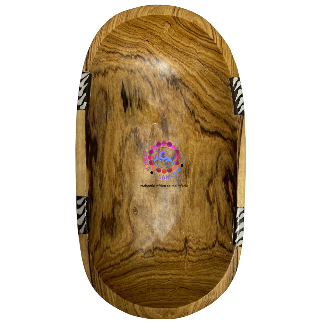 Wooden Oval African-Themed Serving Plate