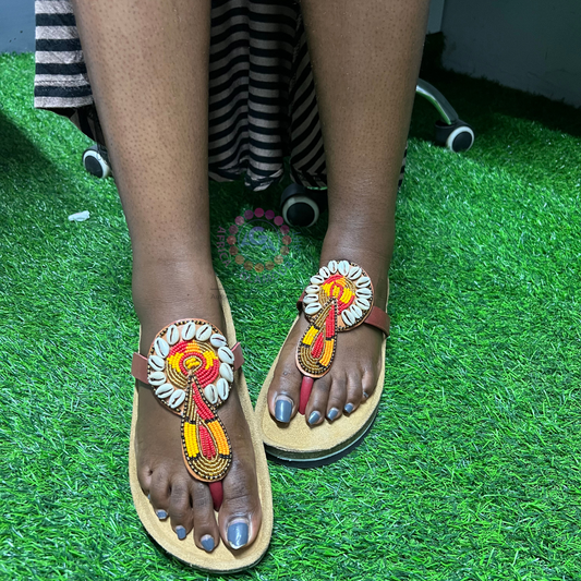 Handmade Beaded Leather Sandals for Women