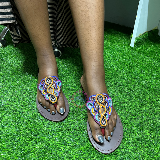 Handmade Beaded Leather Sandals for Women