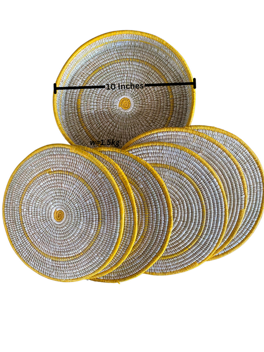 6 Yellow African Rwandan Table Mats