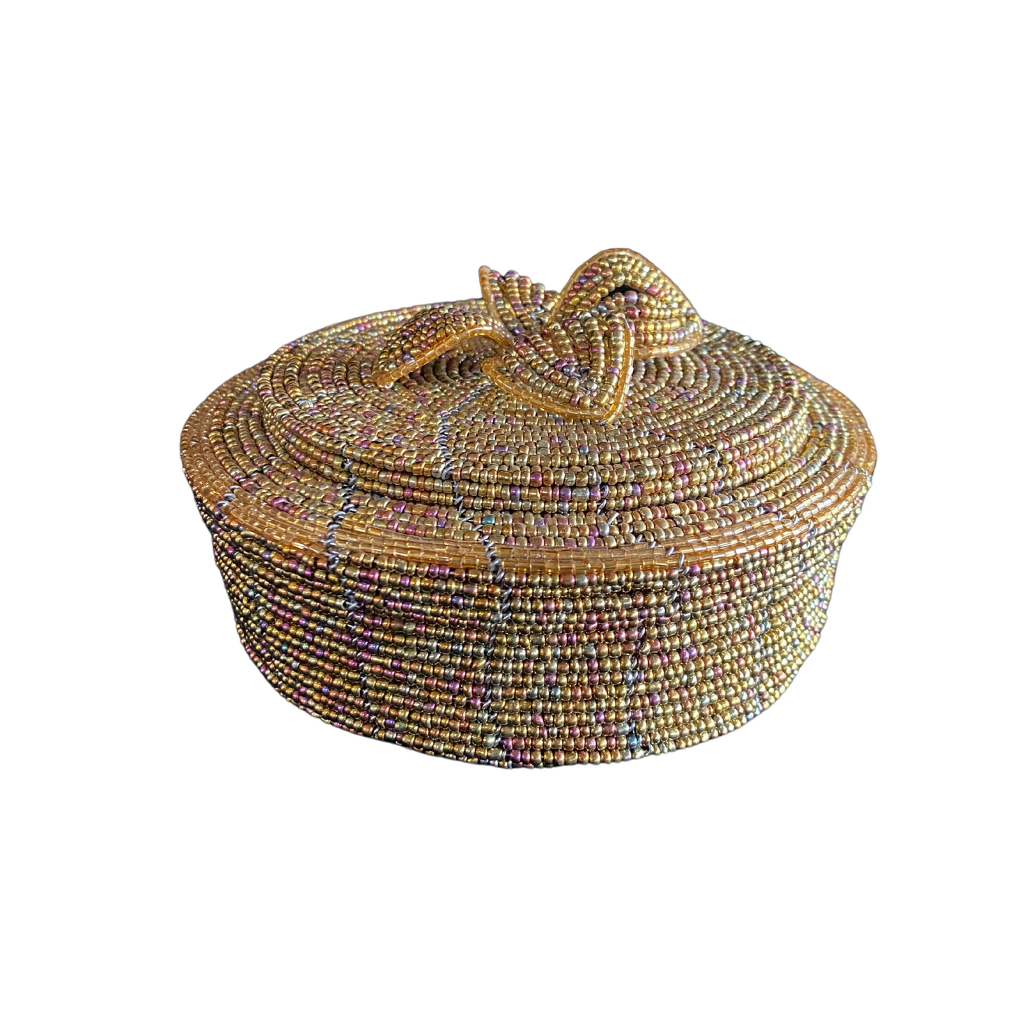 African Beaded Jewelry Storage Pot