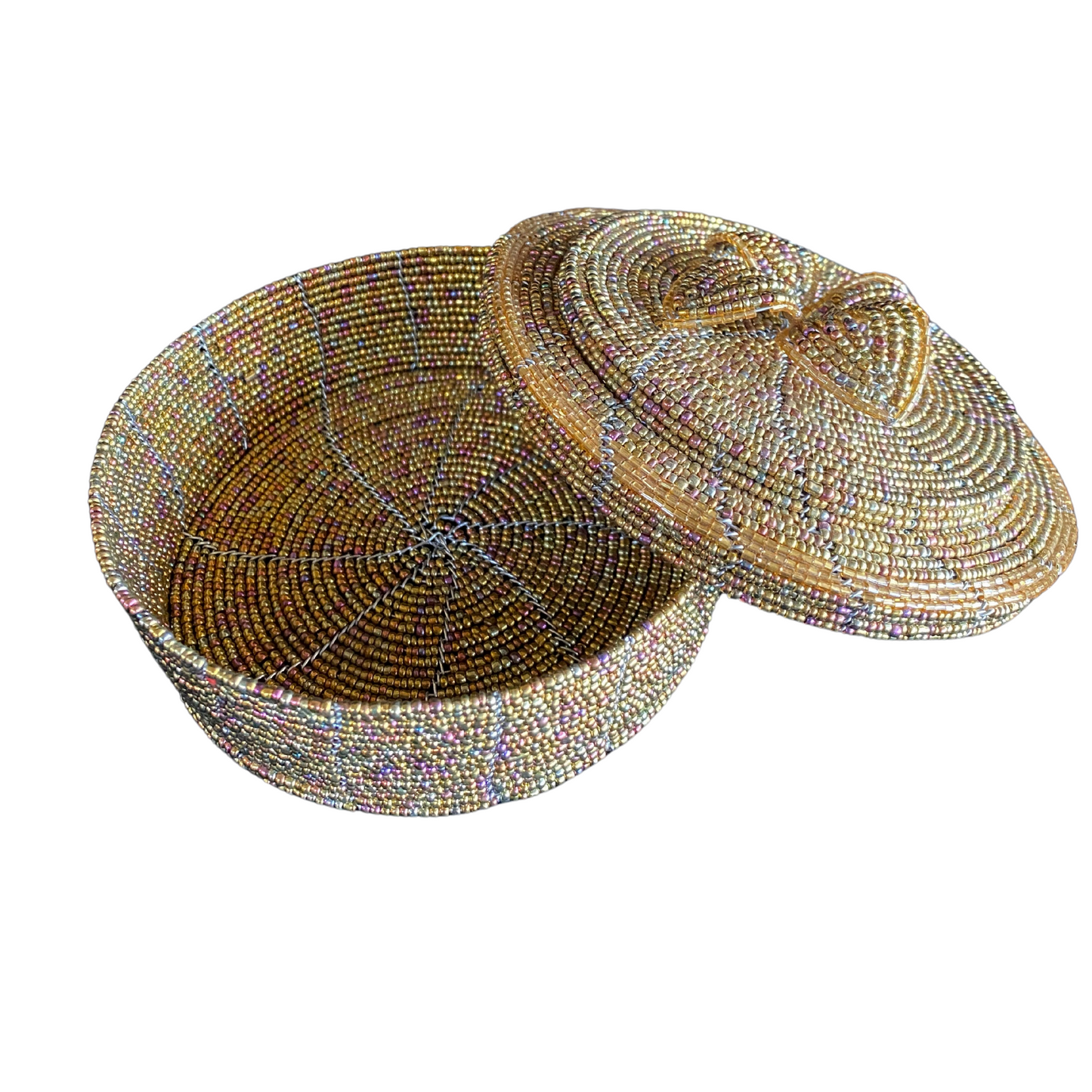 African Beaded Jewelry Storage Pot