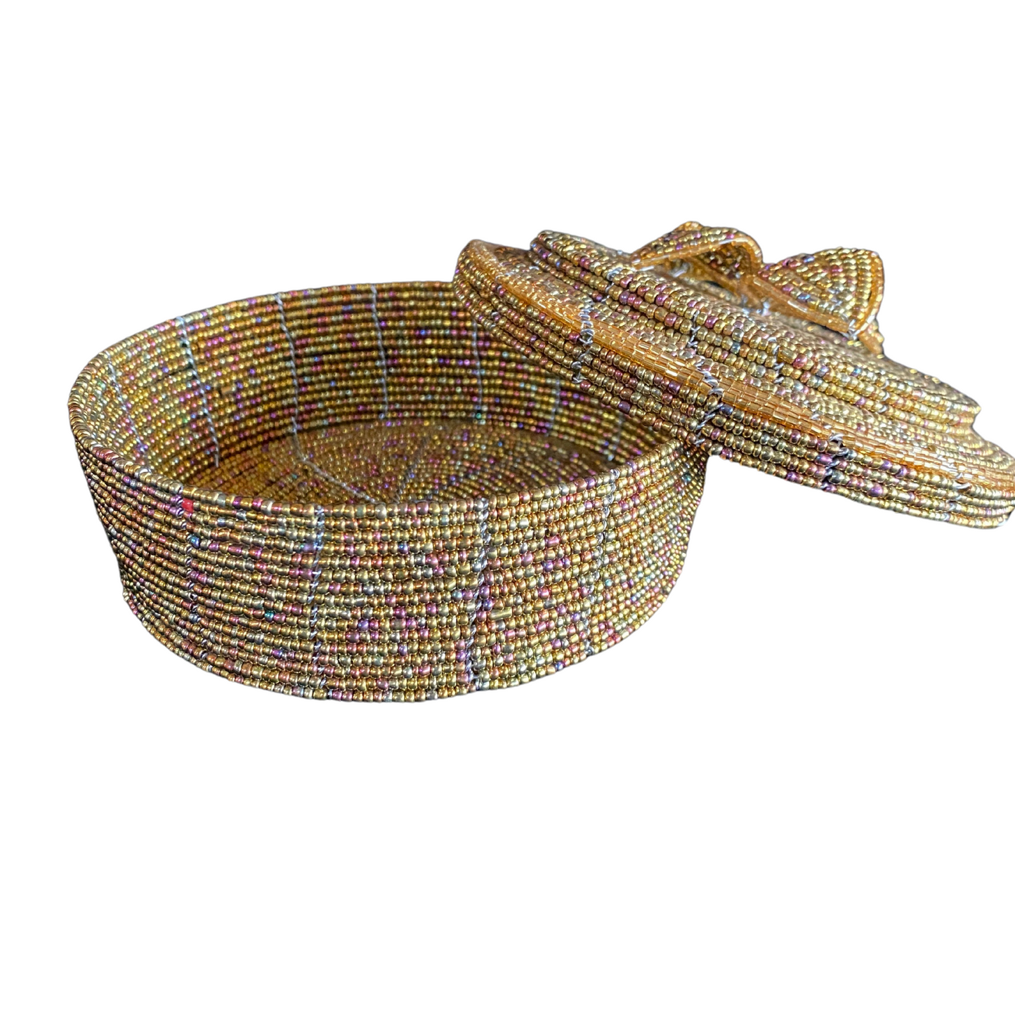 African Beaded Jewelry Storage Pot