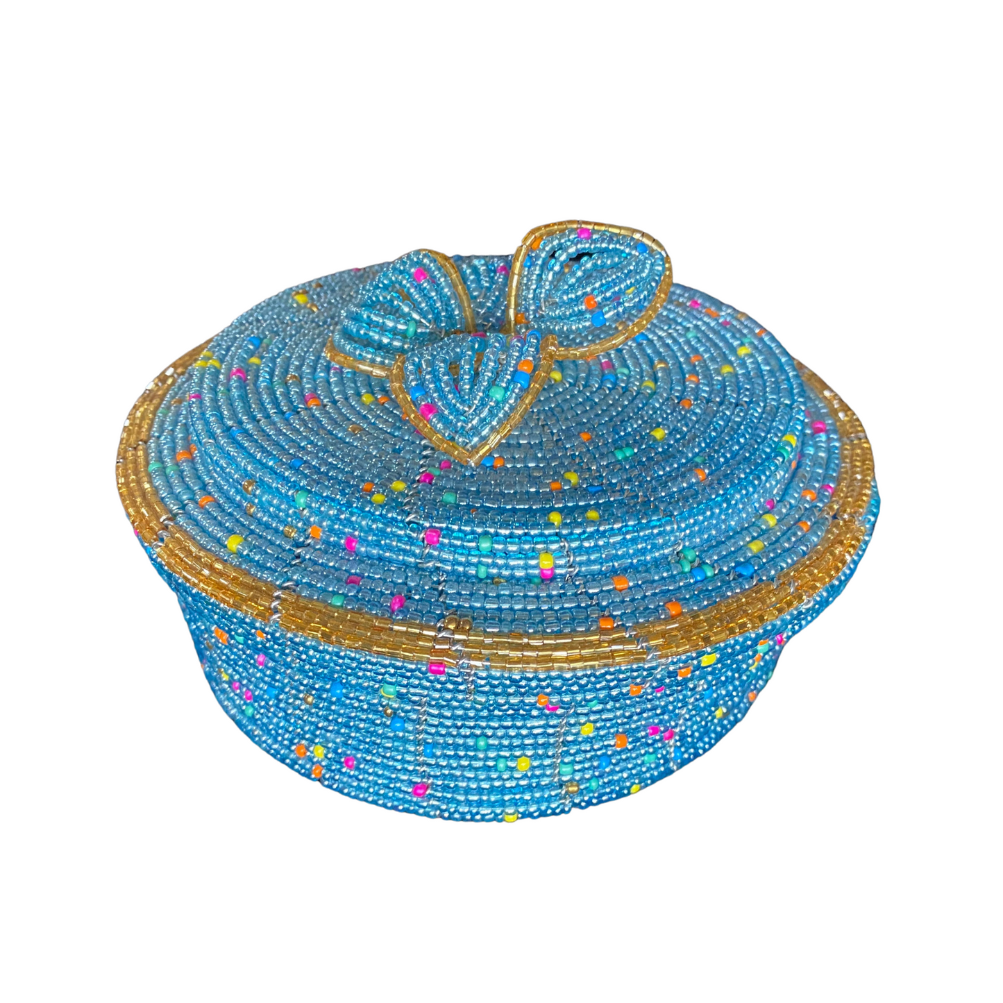 African Beaded Jewelry Storage Pot