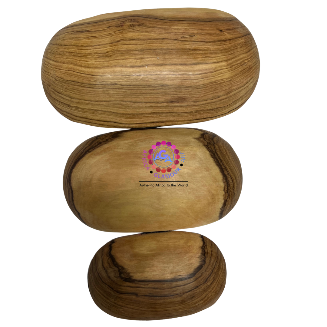 Wooden Oval African-themed Serving Plate Set of Three