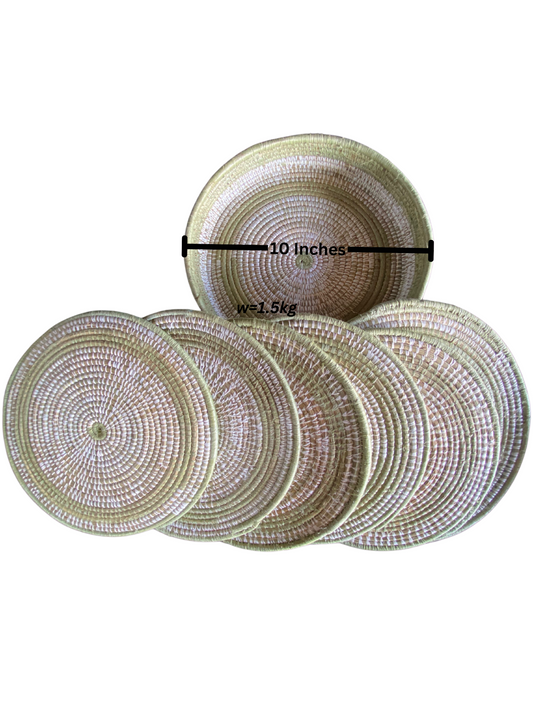 6 Light Green African Rwandan Table Mats