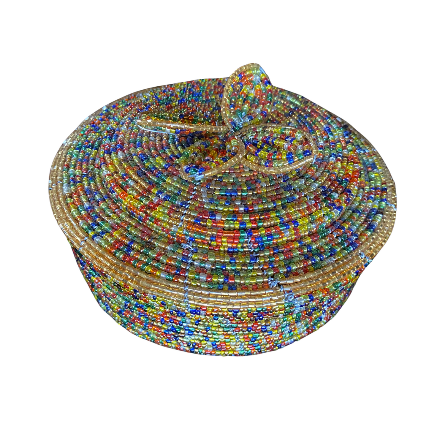 African Beaded Jewelry Storage Pot