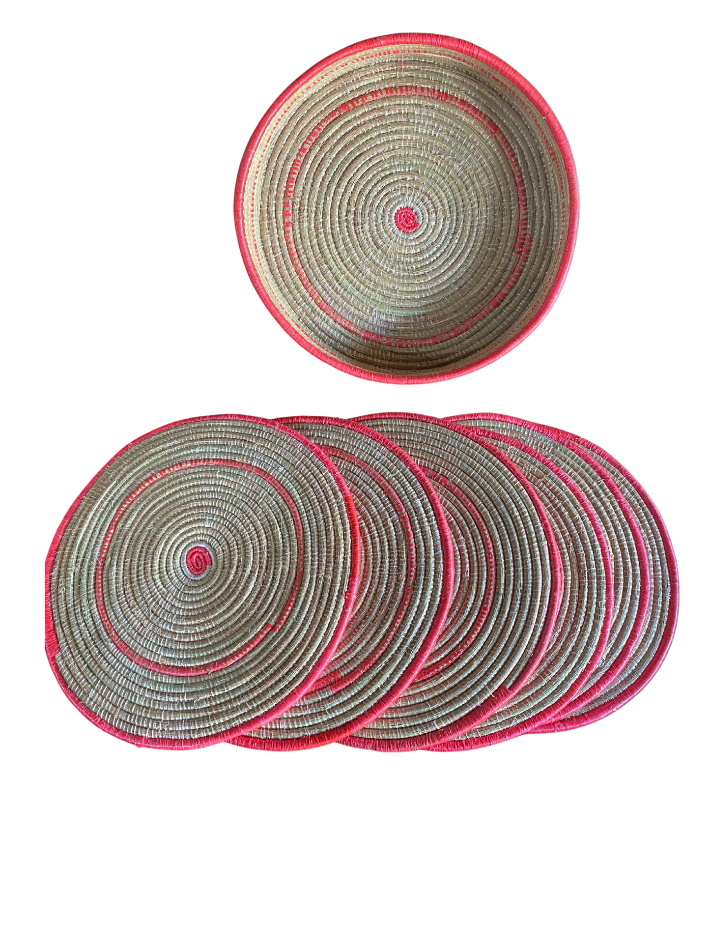 6 Pink African Rwandan Table Mats