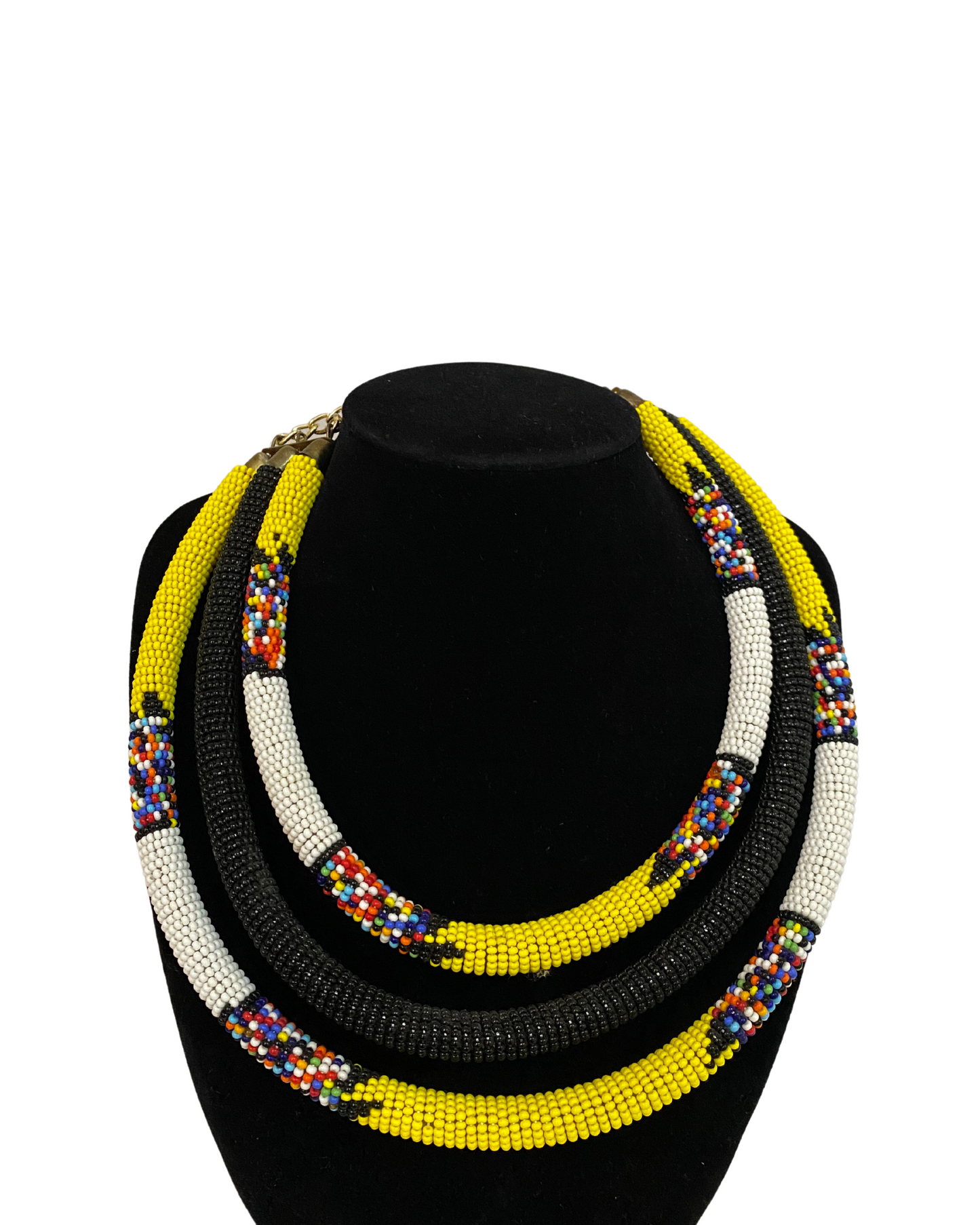 African 3 in 1 Beaded  Necklace