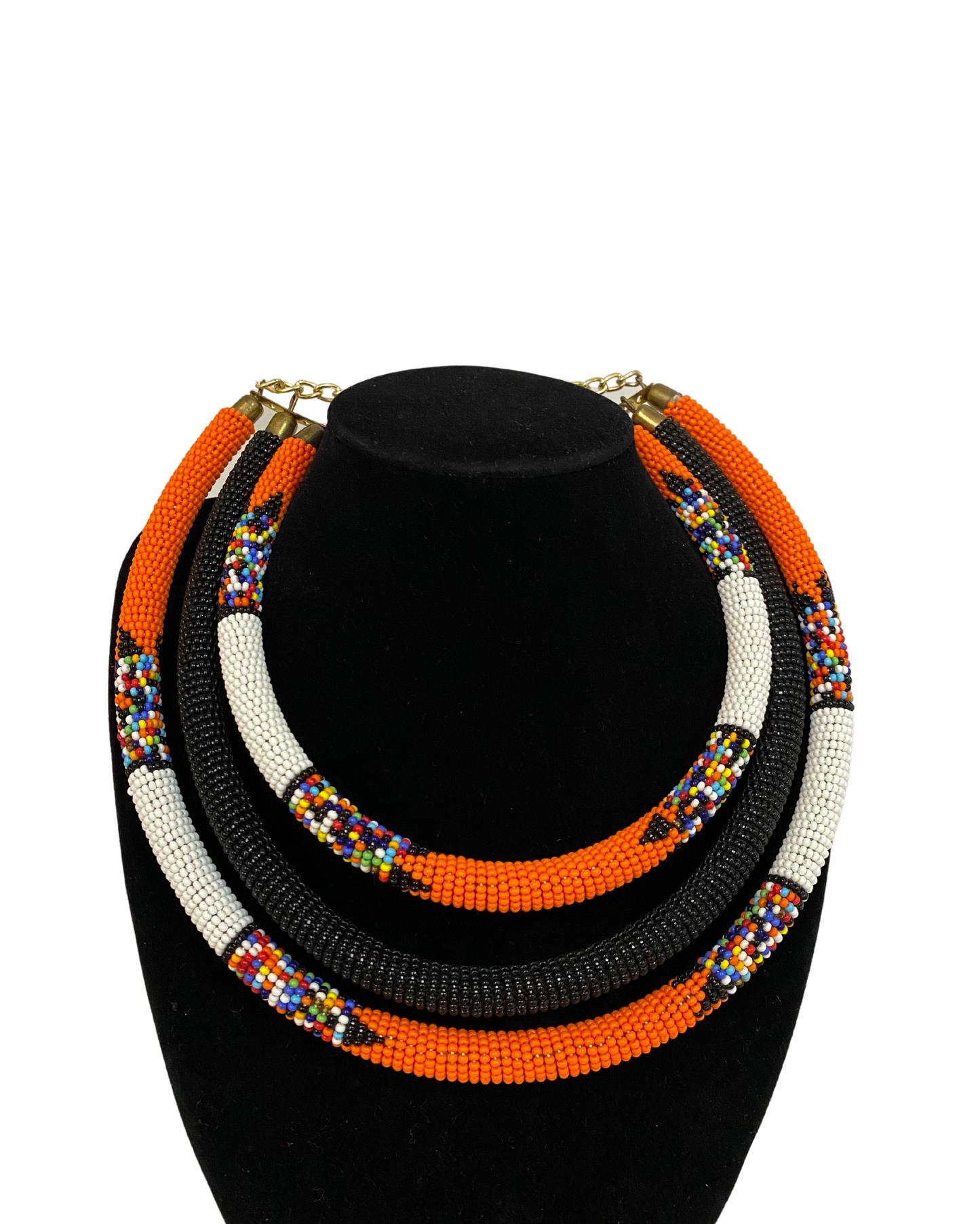 African 3 in 1 Beaded  Necklace