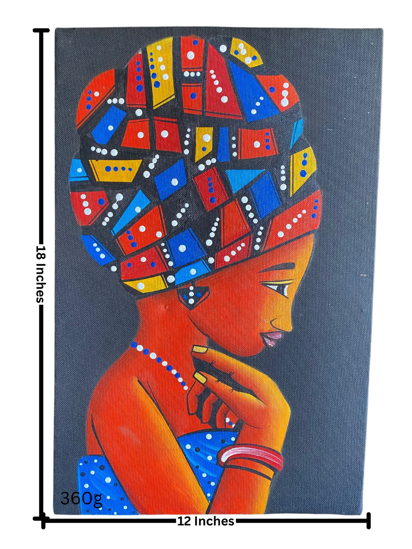 African Colorful Partially  Painted Portrait