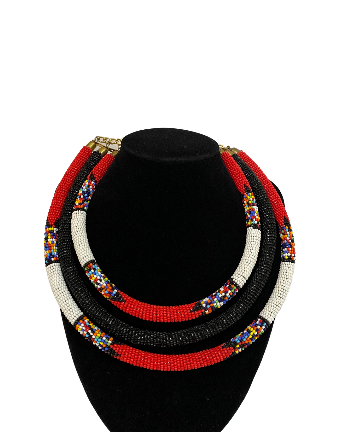 African 3 in 1 Beaded  Necklace