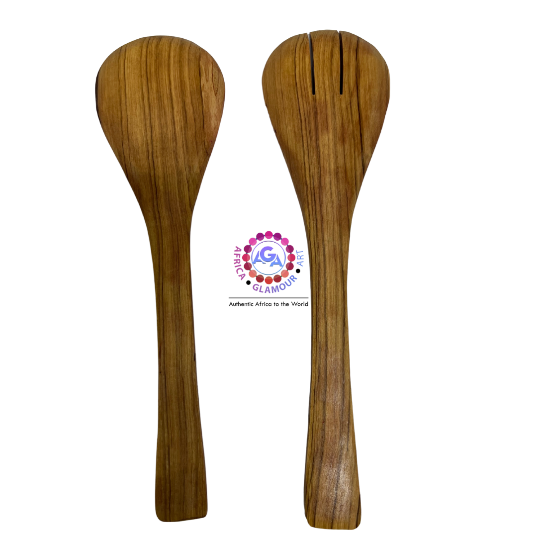 African Themed  Cooking and Serving Spoon Set of Two