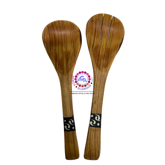 African Themed  Cooking and Serving Spoon Set of Two