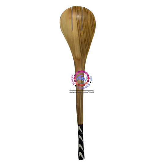 Wooden African-themed Cooking and Serving Spoon