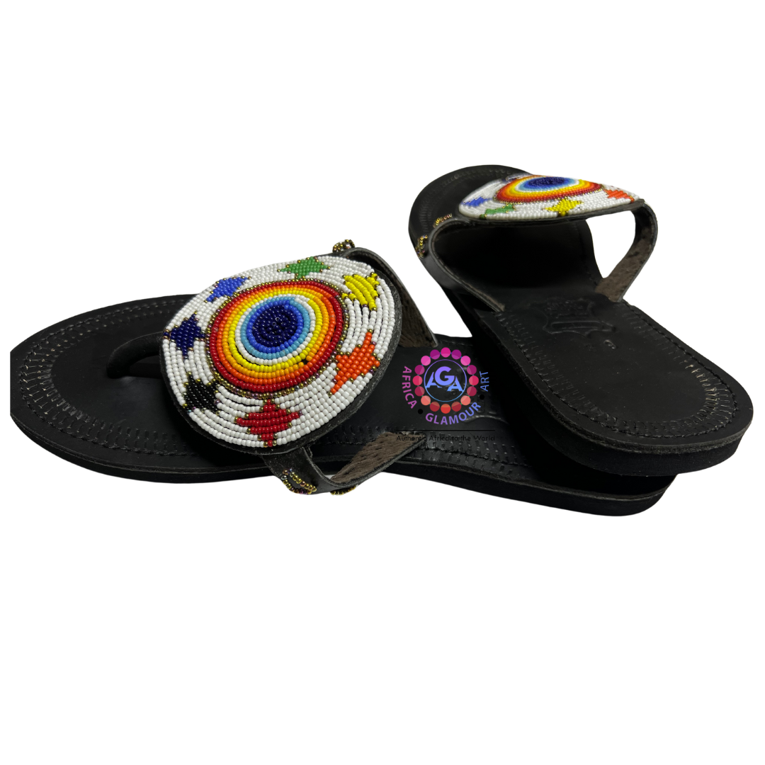 African Summer Pure Leather Beaded Sandals(Nala)