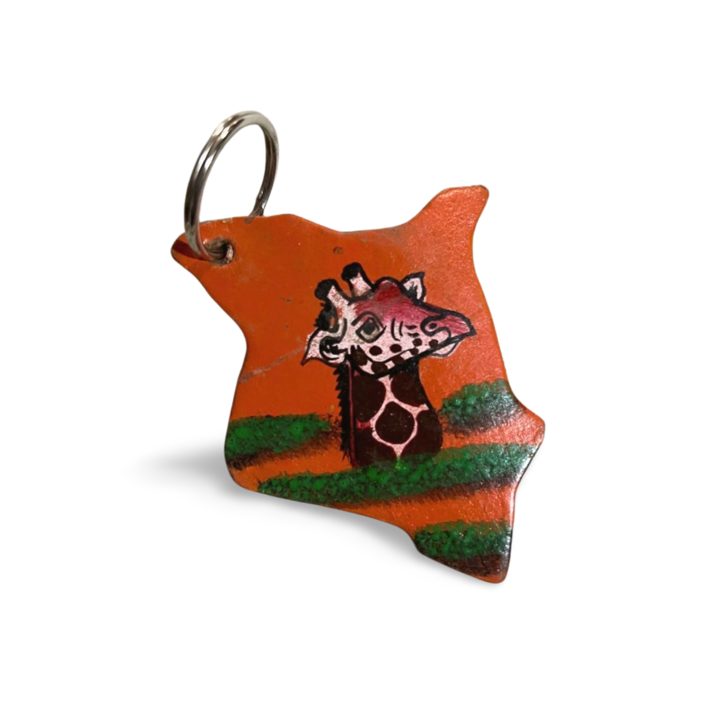 African-themed Painted Leather Key Holder Set of 6