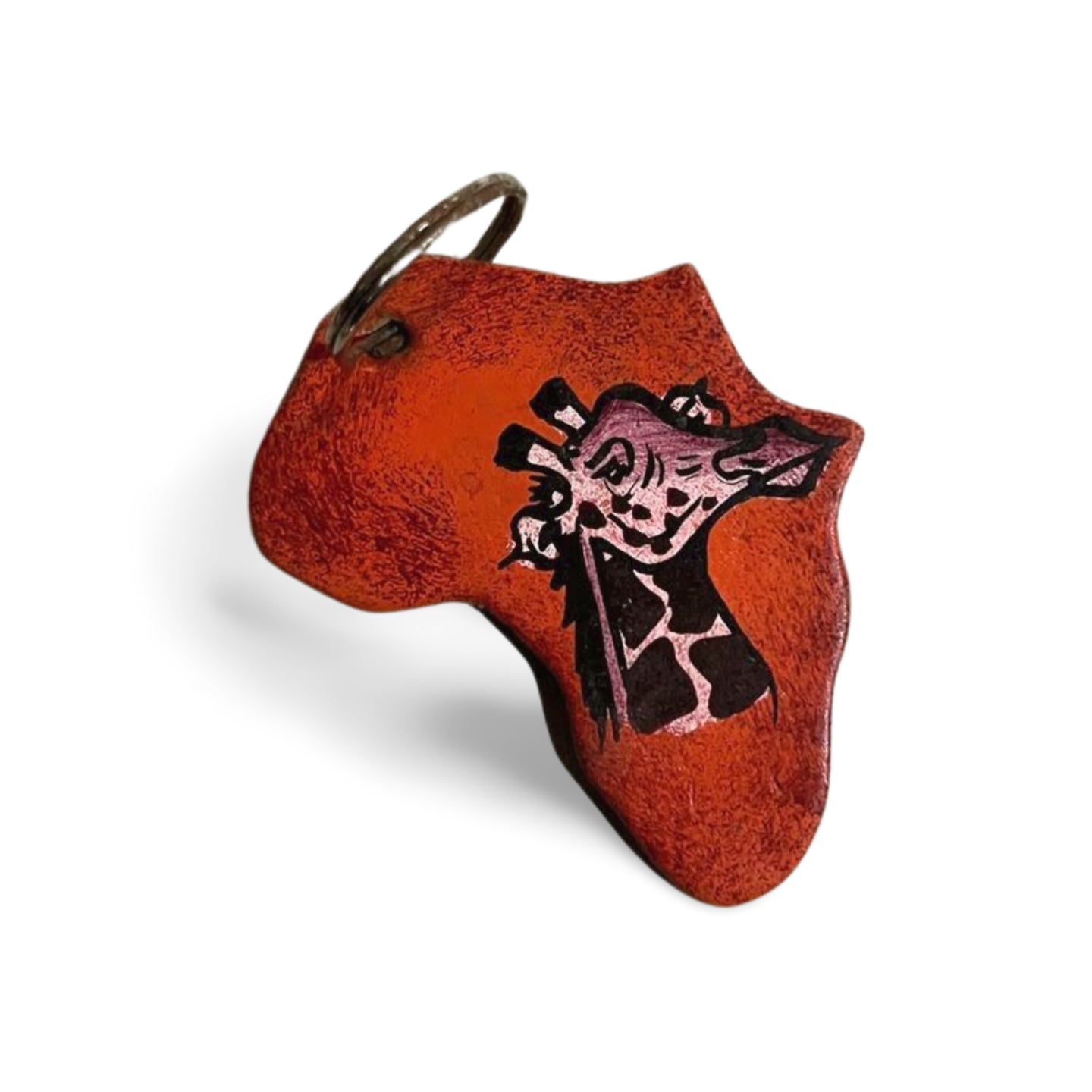 African-themed Painted Leather Key Holder Set of 4