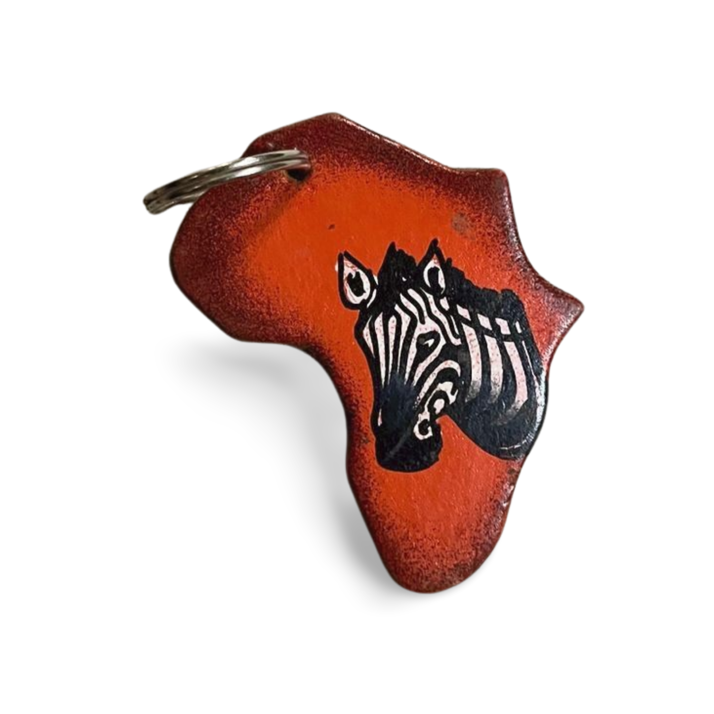 African-themed Painted Leather Key Holder Set of 4