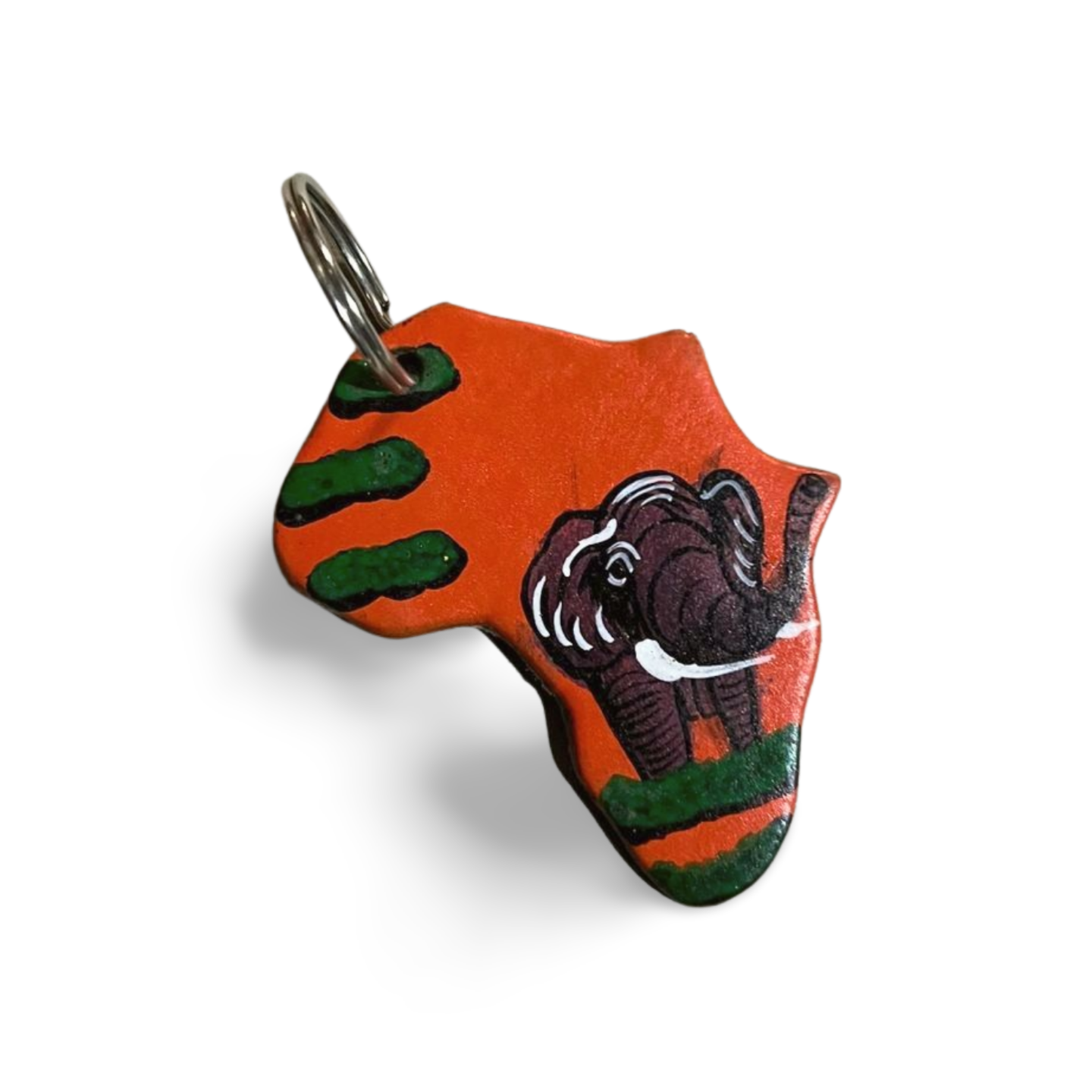 African-themed Painted Leather Key Holder Set of 4