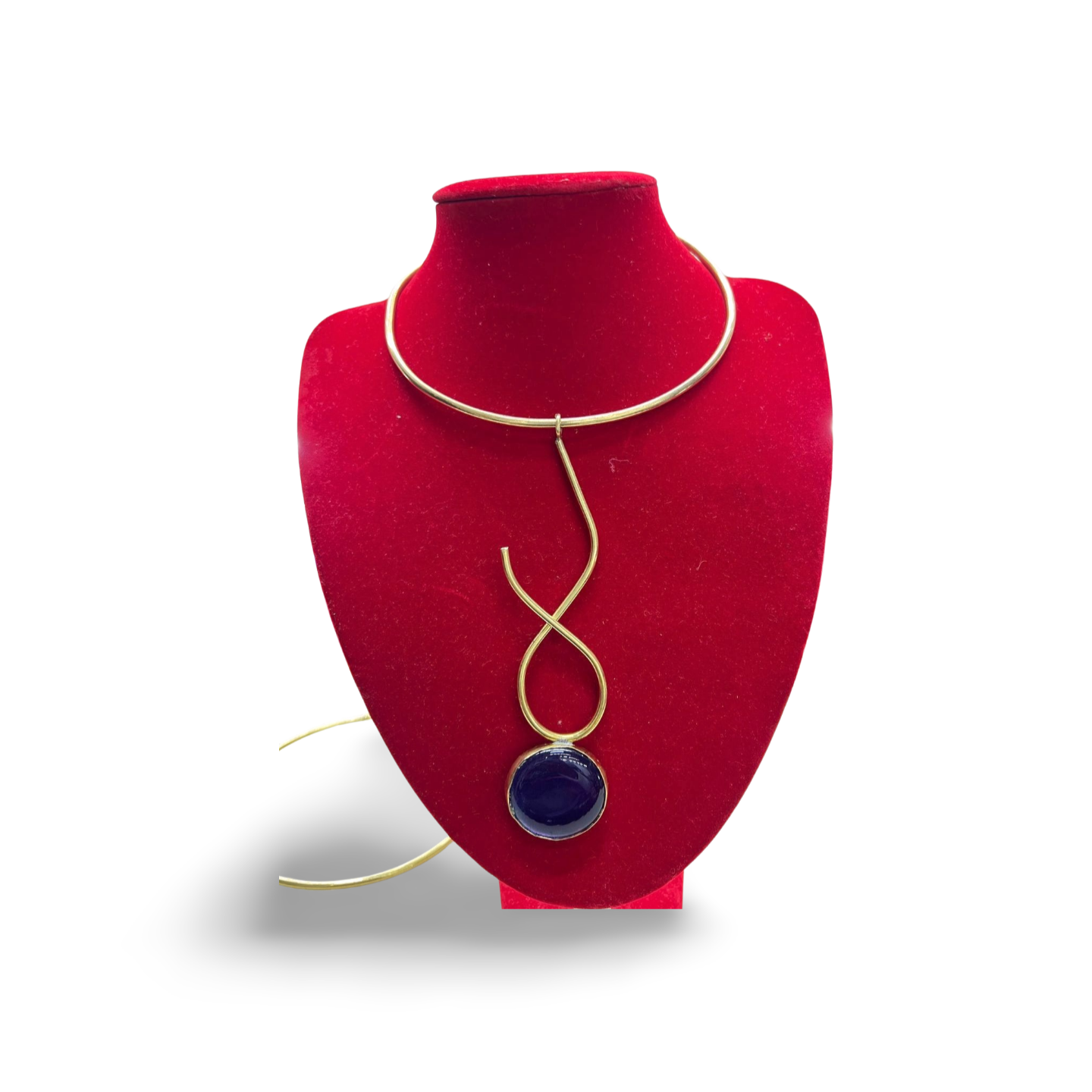 African  Brass Necklace with Gem-stone Collection F