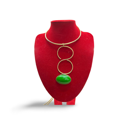 African  Brass Necklace with Gem-stone Collection E