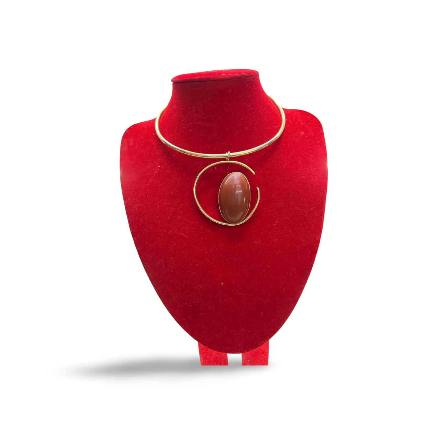 African  Brass Necklace with Gem-stone Collection E