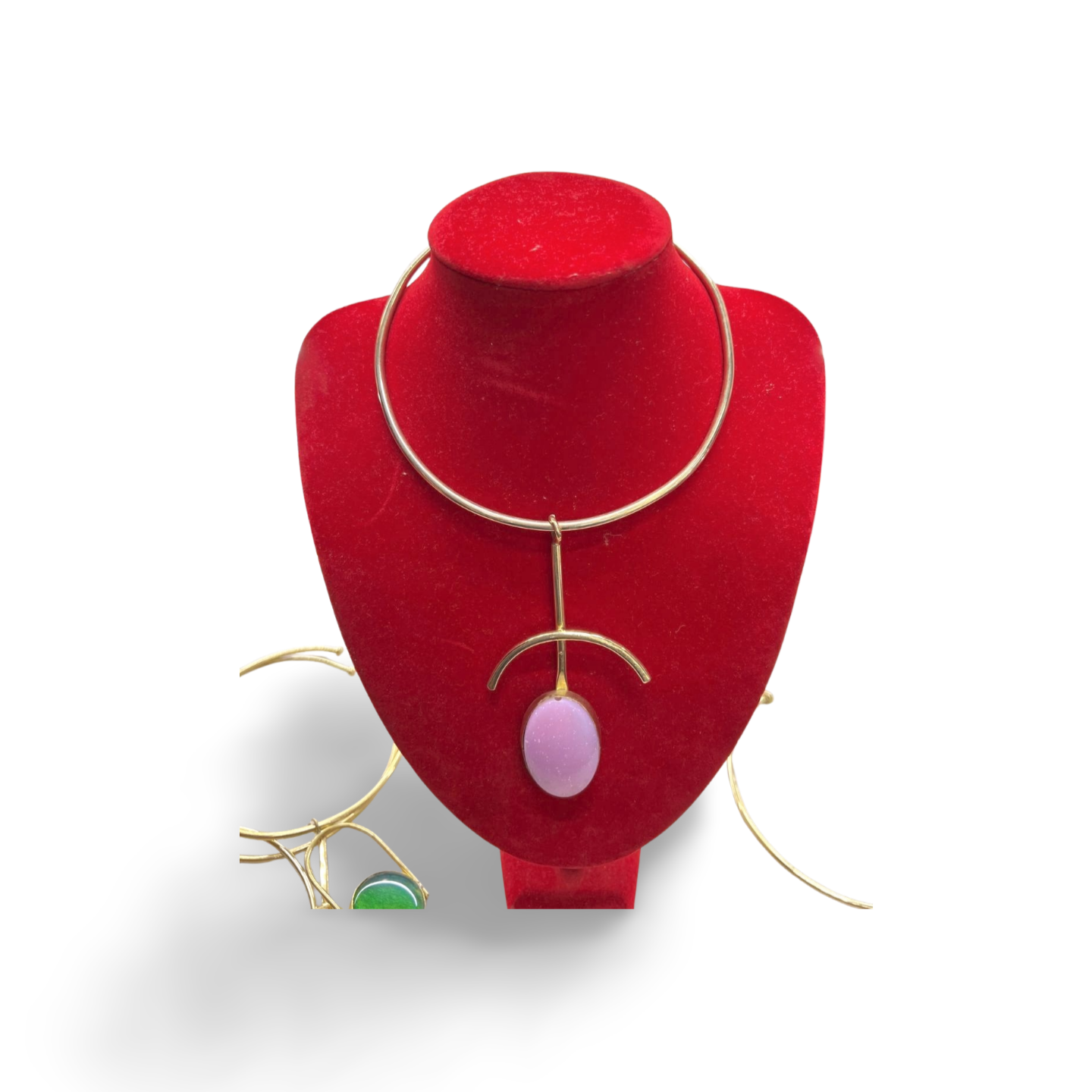 African  Brass Necklace with Gem-stone Collection E