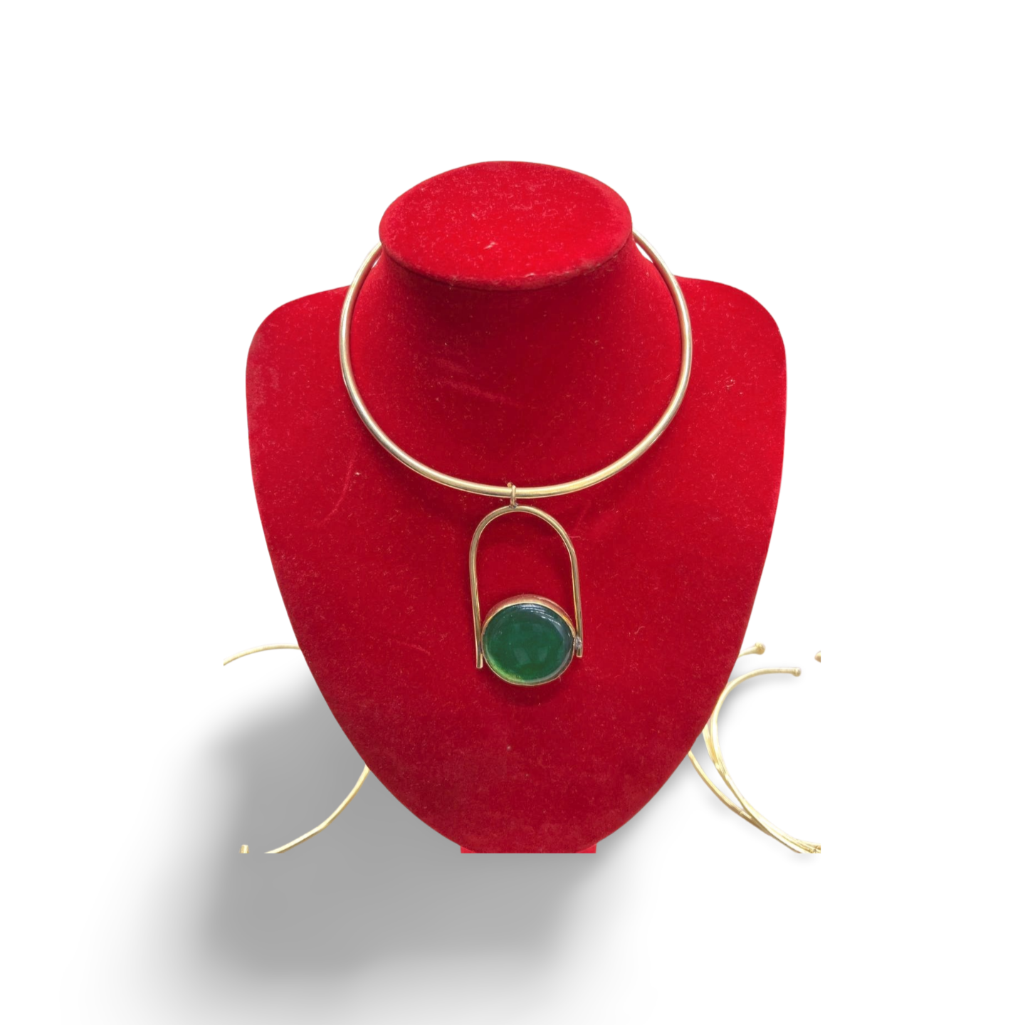 African  Brass Necklace with Gem-stone Collection D