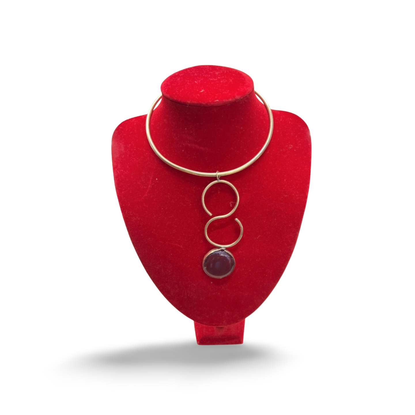 African  Brass Necklace with Gem-stone Collection D