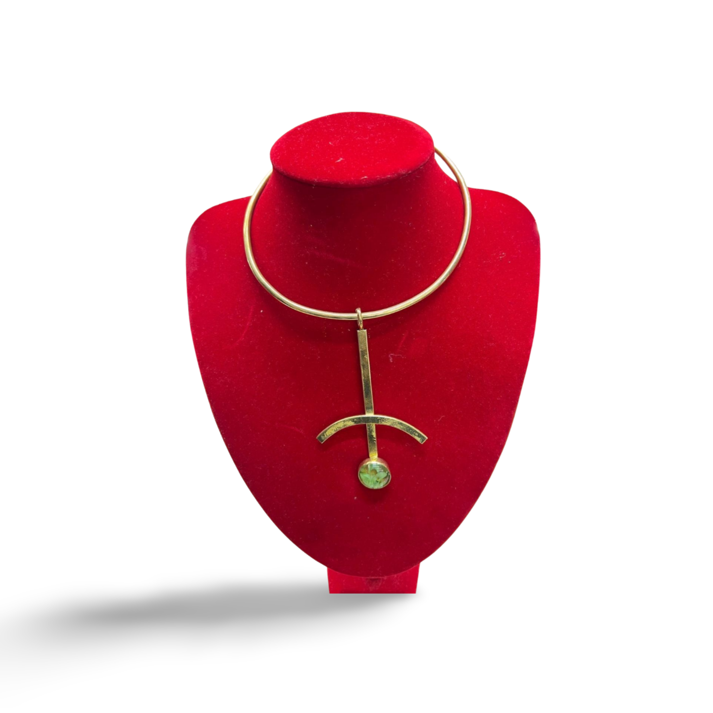 African  Brass Necklace with Gem-stone Collection D