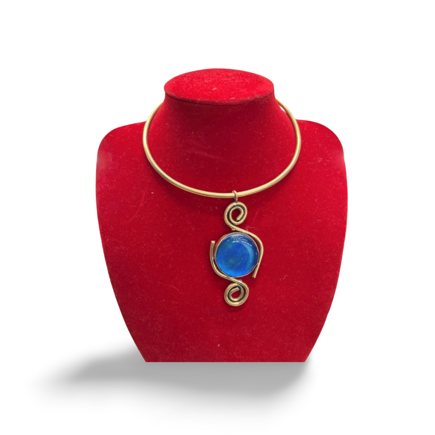 African  Brass Necklace with Gem-stone Collection A