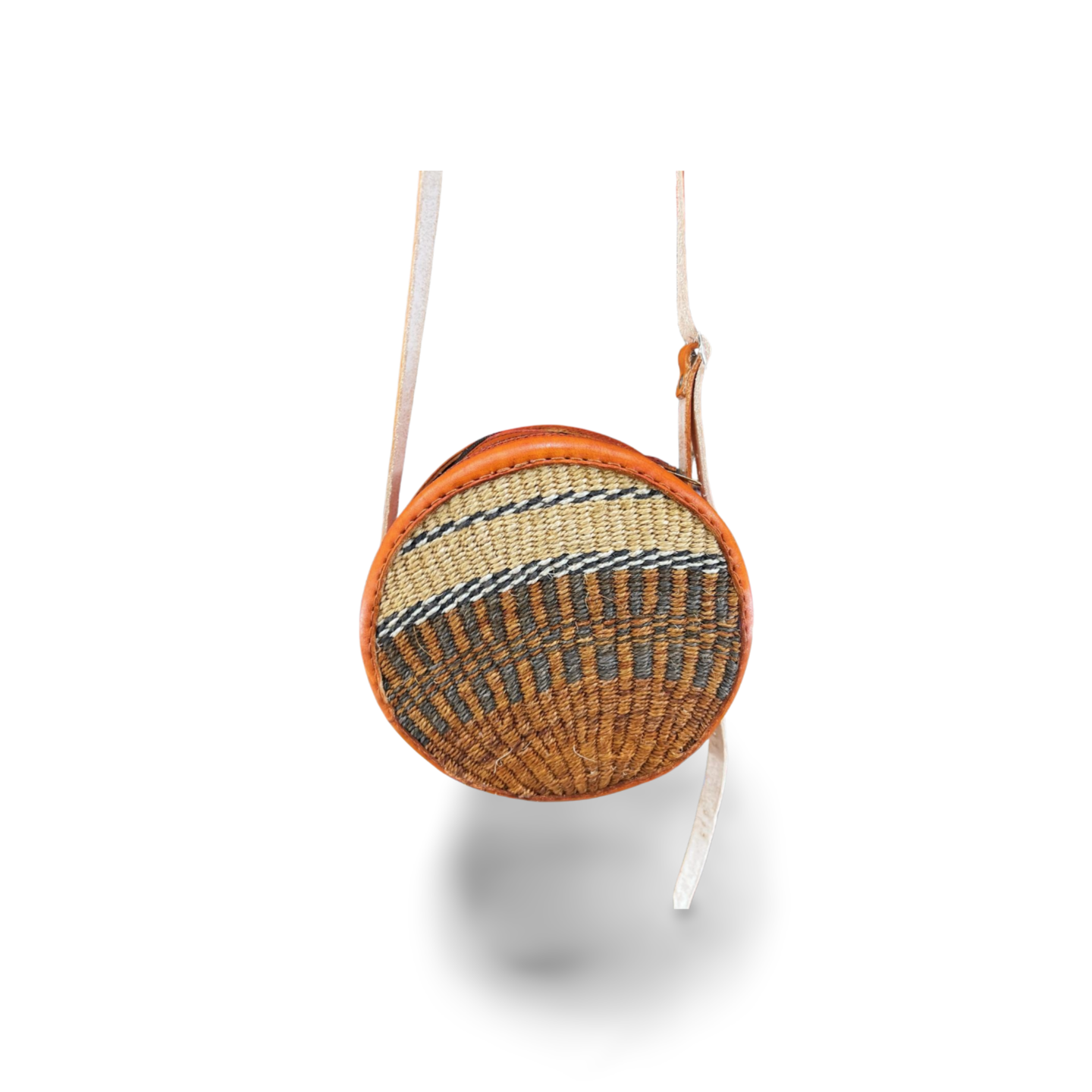 African Sisal-Leather Round Sling Bag For Her(Funa)