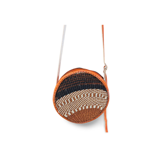 African Sisal-Leather Round Bag For Her(Funa)