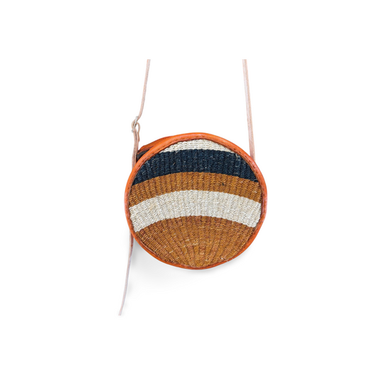 African Sisal-Leather Round Sling Bag For Her(Funa)