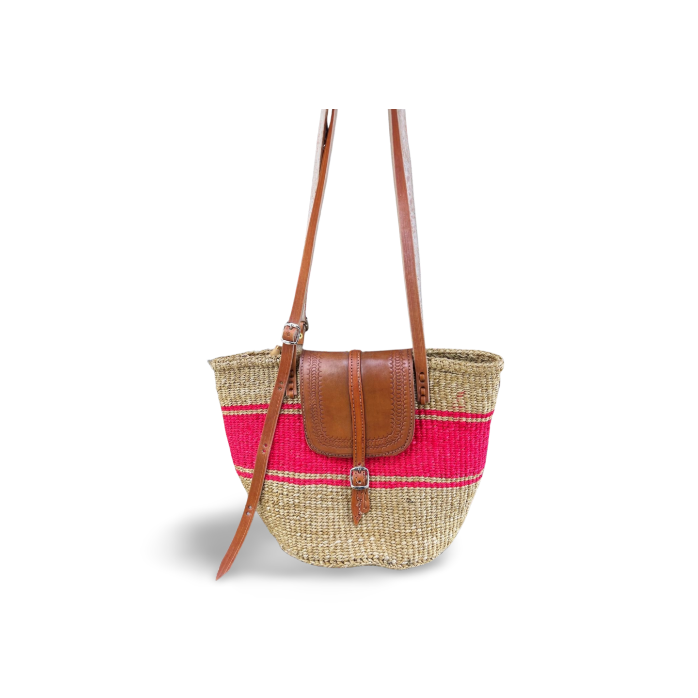 African Sisal Leather Sling bag(Kiondo)