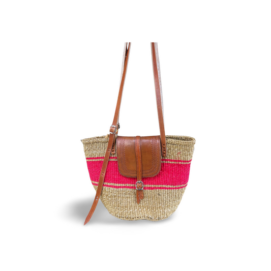 African Sisal Leather Sling bag(Kiondo)