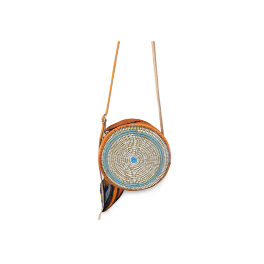 African Sisal-Leather Round Bag For Her(Nani)