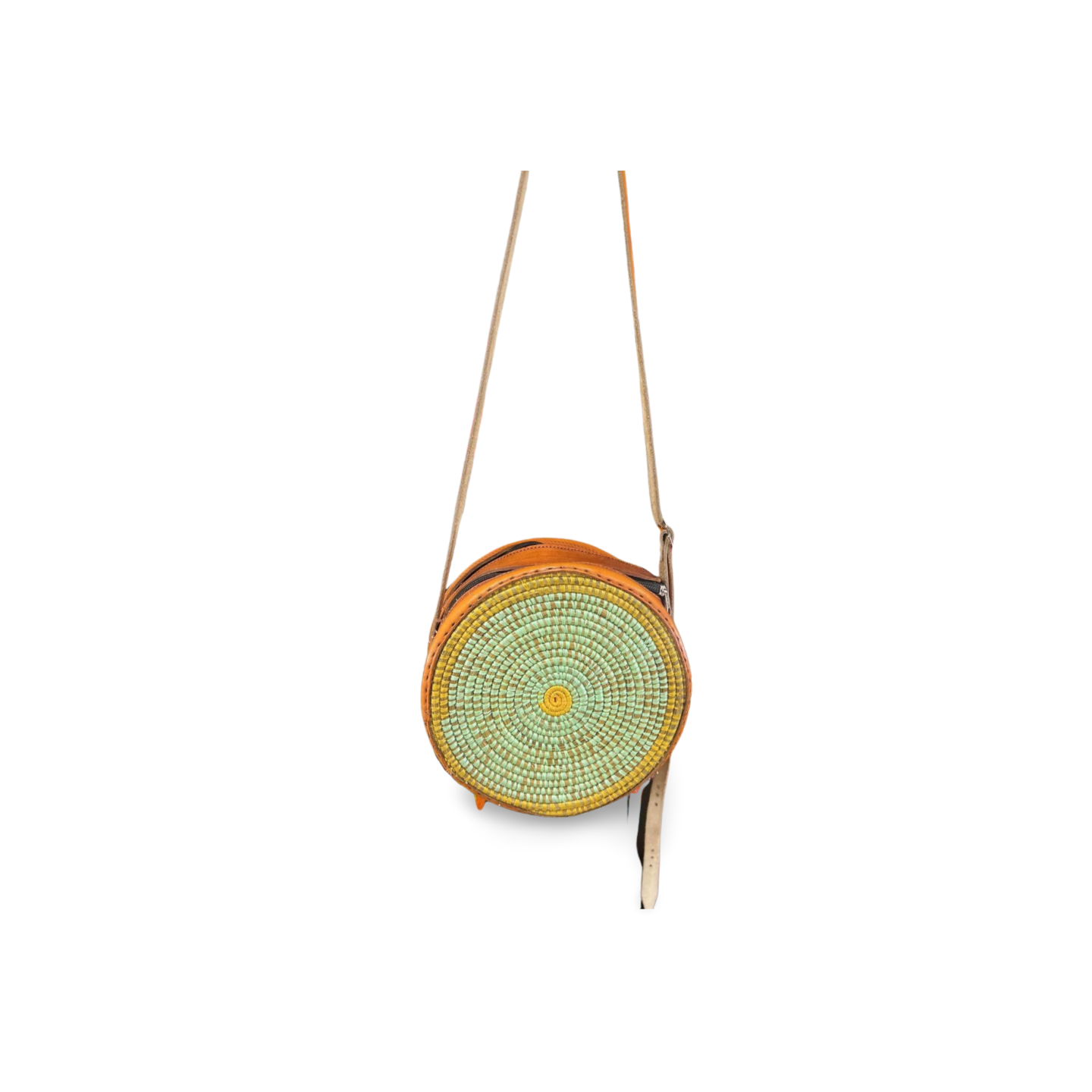 African Sisal-Leather Round Sling Bag For Her(Nani)