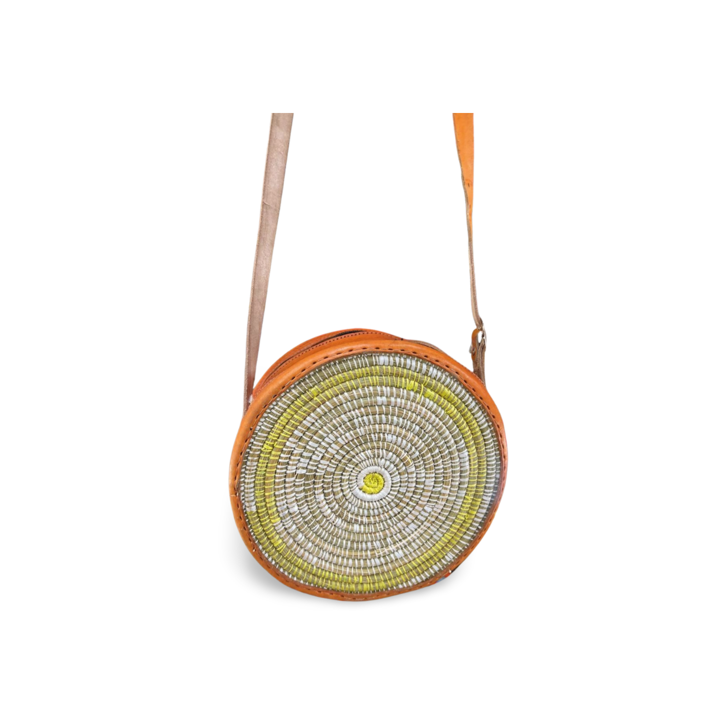 African Sisal-Leather Round Sling Bag For Her(Nani)