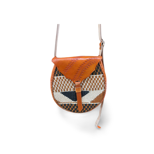 African Sisal-Leather Semi-round Sling Bag For Her(Naza)