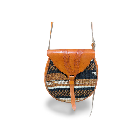 African Sisal-Leather Semi-round Sling Bag For Her(Naza)